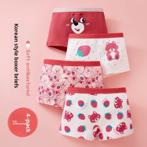 miiow | Childrens Cotton Underwear Girls Boxer Shorts Pure Cotton Flat Angle Elementary School Students Briefs Comfortable Breathable