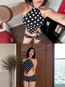 [CÓ TÁCH LẺ] Set áo yếm chấm bi và quần chấm bi cạp trễ gập eo tôn dáng LENA - KILL SYSTEM