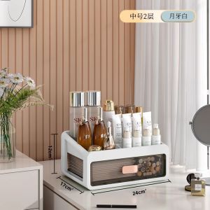 Cosmetics Storage Box Large Capacity Plastic Transparent Desktop Drawer Dustproof Skin Care Box Dresser Shelf