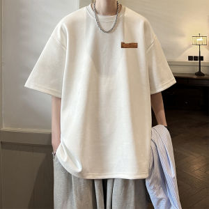 เสื้อยืดผู้ชายแขนสั้นคอตัวเล็กทรงหลวมสไตล์สตรีทแฟชั่นฤดูร้อน 2025 แบรนด์เนม VITOULAN ทรงเข้ารูป เสื้อยืดคอกลม