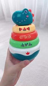 Đồ chơi lật đật vòng xúc xắc xếp chồng nhiều màu sắc hình khủng long ToysHouse HE0298
