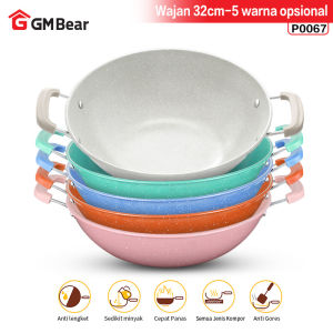 GM Bear P0067 (1238/1507/1508/1509/1510) Kuali Kwali Wajan Penggorengan Teflon Anti Lengket 32cm Gagang Anti Panas - Cooking Frying Non Sticky Pan 32cm - Lazada