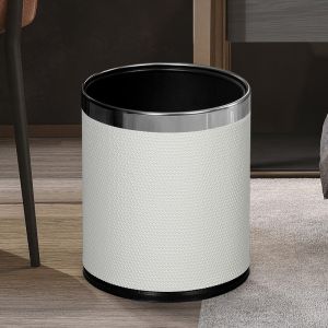 YYBAIO | Large Wicker and Leather Luxury Trash Can