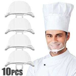 10ชิ้นหน้ากากโปร่งใสกันหมอกการจัดเลี้ยงอาหารโรงแรมเชพบริกรพลาสติกครัวเครื่องมือทำครัวหน้ากากร้านอาหาร