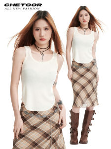 Áo Ba Lỗ Không Tay Màu Trắng Phong Cách Mỹ Dành Cho Nữ Mùa Hè 2025 Áo Ba Lỗ Không Tay Phong Cách Thái Lan Mới Áo Ba Lỗ Nhỏ Mặc Trong Và Ngoài