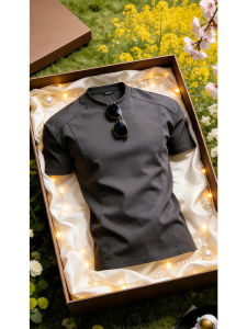 Structured Square Shoulder Summer Sports Ice-Silk T-Shirt