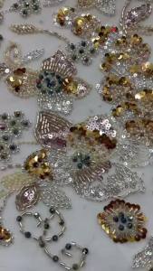 African Groom Embroidered Sequin Lace Fabric 5 Yards French Nigerian Beaded Lace Fabric for Wedding Dress Sewing