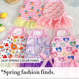 KP สุนัขตัวเล็ก แมว สุนัข ชุดเจ้าหญิงลายดอกไม้ กระโปรงสัตว์เลี้ยงแมว กระโปรงสุนัข