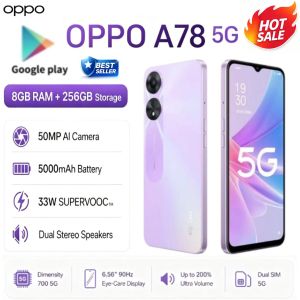 OPPO | 2026 new OPPO A78 5G Smartphone 8GB+256GB Dimensity 700 90Hz Display 50MP Camera 5000mAh Battery 33W Fast Charge Dual SIM