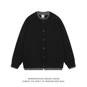 WUKONGYOUHUO | Áo Cardigan Len Phong Cách Trung Tính Đơn Giản và Đa Dụng của Nhật