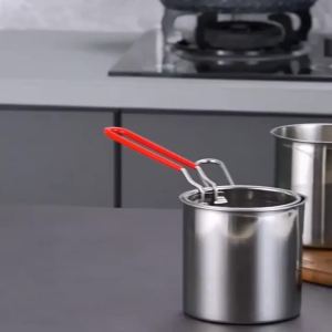 Stainless Steel Deep Fryer Pot with Filter Screen for French Fries Chicken Wings Household Oil Strainer Cooking Pan