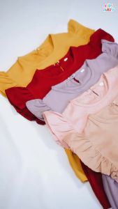 Atasan Kaos Anak Perempuan Lengan Pendek Polos Zenna Top 1-10 Tahun