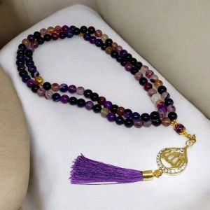TASBIH BATU KECUBUNG AMETHYST+LAFADZ ALLAH 8MM 99 BUTIR