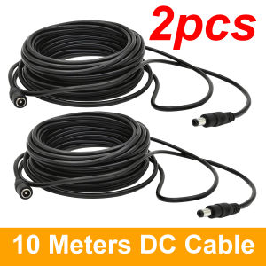 2pcs 10 Meters Power Extension Cable 10M DC Wire 5.5mm*2.1mm Connector Male To Female For LED Lamp CCTV Camera Power Cable Cord