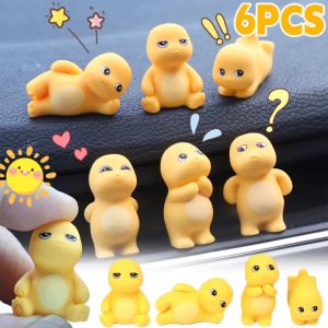 6Pcs Cute Little Milk Dragon Car Ornament Dashboard Center Console Cartoon Dinosaur Decoration Toy Gift Auto Interior Accessories