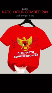 Baju Agustusan Anak Kekinian Tung-Tung Merdeka Kids Blus Bahan Katun Combed 24s Aplikasi Sablon M L XL XXL Kaos 17 Agustus Anak Untuk Seragaman Warna Merah Putih Blouse Usia 5 - 12 Tahun