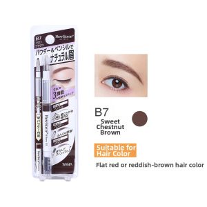 Sana Triple-Function Eyebrow Pencil Double-Headed Waterproof Long-Lasting Colorfast Brush Included Natural 3D Strobing Easy Coloring