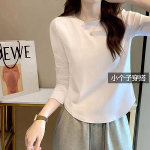 Pure Cotton Fall and Winter Dralon Undershirt Womens Inner Wear Small Western Style Slim Fit Short-Sleeved T-shirt White Top Clothes