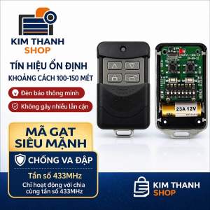 Remote chìa khóa cửa cuốn mã gạt phím viền inox sang trọng nhựa ABS chống va đập tần số 433mhz