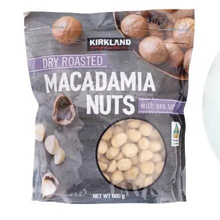 Hạt mắc ca rang muối biển Dry Roasted Macadamia Nuts with Sea Salt của Kirkland Signature túi 680gr