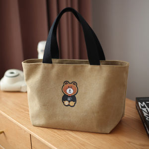 New Small Canvas Handbag Ladies Work Lunch Box Storage Mommy Mini Bag Casual Print Style Soft Handle Tote Bag Foldable Shape