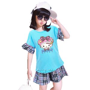 setelan anak perempuan bahan tebal dan lembut DTF printing 3-8thb bisa COD