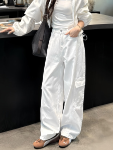 Quần Jeans Denim Ống Thẳng Cạp Cao Thường Ngày Cho Nữ Quần Dài Có Nhiều Túi Phong Cách Retro Cỡ Lớn Quần Dài Thường Ngày