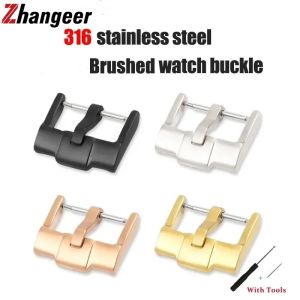 Zhangeer 18 20 22 24mm Solid Metal Brushed Watch Buckle High Quality 316L Stainless Steel Watch Clasp for R-olex for Omega X Swatch Watch Strap Pin Buckle Watch Accessories Gold Watch Buckle Pin With Tool