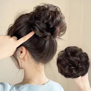 Fashionable Bun Head Ponytail Wig High-temperature Synthetic Women Hair Pony Tail Hair Extension Matte Headpiece Wigs