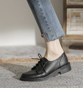 Trendy British Style Flat Work Shoes Interview Loafers Thin Design Professional Atmosphere Office Fashion Single Shoes Black