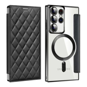 For Samsung Galaxy S24 S22 S23 Ultra Plus FE Luxury leather Card Holder Shell Wireless Charge Card Holder Shockproof Hard Covers