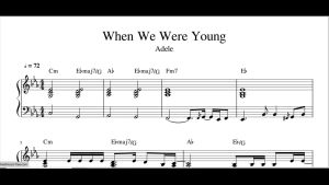 Lagu When We Were Young (Adele) sheet music music score partitur musik piano keyboard dan gitar