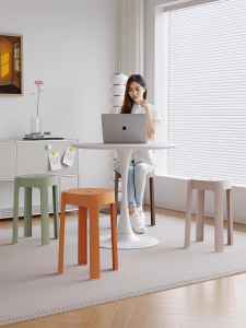 Thickened Plastic Stool for Home Use Durable High Stool for Living Room Stackable Spare Stool for Guests Modern Simple Style