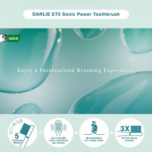 Darlie ET5 Electric Sonic Power Toothbrush (Grape Green/Creamy Pink) - Rechargeable with 5 Modes 42000 vibrations/min Soft & Deep Cleaning Brush Head 3X Finer Bristles for Gum Message Spiral 3D Bristles 200% Better Cleaning Last Up To 4 Weeks
