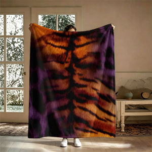 BILIBILI | Tiger Fur Stripes Closeup Flannel Blanket Perfect for Sofa Office Bed Travel Sleep Read Relax Camping Four Season Use