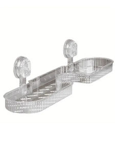 Bathroom OrganizersSuction Cups Wall Mount Faucet Shelf Transparent Reusable Toiletries Cosmetic Storage Rack for Under Mirror