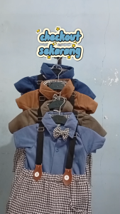 Setelan baju jumper bayi laki laki BR4NDED motif JUMPER SUSPENDER   usia baby 0-9bln - Max BB 9 kg.