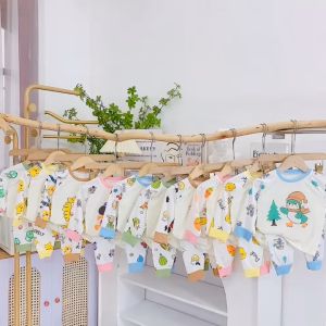 [ D1 ] Bộ quần áo tay dài cổ tròn in họa tiết dễ thương chất thun tăm lạnh dành cho bé traibé gái - DH KIDS