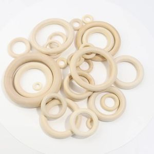 Unfinished Solid Wooden Rings 15-100MM Natural Wood Rings for Macrame DIY Crafts Wood Hoops Ornaments Connectors Jewelry Making