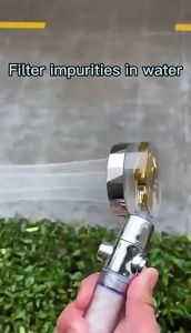 Vòi sen tay sen cánh quạt tăng áp có chiết áp lõi lọc bông thân nhựa trong có nút bật tắt trên thân tiện lợi - TS029