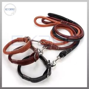 High Quality Heavy Duty PU Leather Collar with Leash