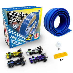 4 Cars Compatible Portable Rolls Up Flexible Race Track Children Toys DIY Double-track Racing Car Ramp Boy Christmas Gift