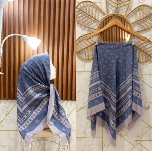 Monogram Pattern Scarf LY Jilbab Segiempat Motif Branded/ Hijab Segi Empat Motif Jurney Terbaru