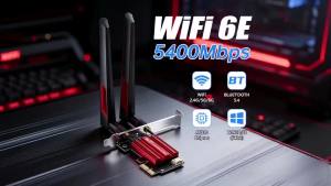 Fenvi | WiFi 6E AX210 BT 5.4 5374Mbps Wireless PCIE Adapter Tri Band 2.4G/5G/6Ghz 802.11AX Wireless Network Wi-Fi6 Card For PC Win 10/11