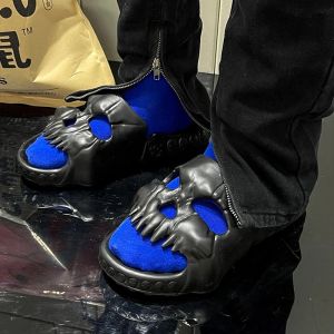 Halloween Skull Relief Design Men Slippers Couple Outdoor Fun Slides Thick Bottom of Beach Non-slip Casual Women Sandals