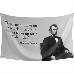 Honest Abe Flag Lincoln Quotes Banner Funny Poster Flag Banner Tapestry Easy to Hang for Man Cave College Dorm Decor