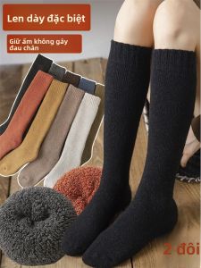 Tất Ống Dài Bằng Lông Cừu Dày Ấm Áp Cho Nam Mùa Thu Đông Có Lót Lông Cừu Cao Đến Đầu Gối Tất Ống Dài Co Giãn