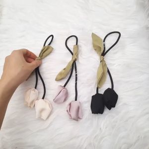 Dây buộc tóc tua rua nụ hoa tuylip chun cột tóc hoa uất kim hương
