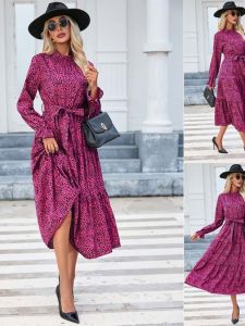 ชุดเดรสยาวแขนยาวเข้ารูปคอตั้ง ชุดเดรสยาวปานกลางสไตล์หวาน แขนยาว คอตั้ง แขนยาว ชุดเดรสยาวปานกลาง