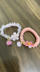 Ikat Rambut Elastis Hati Gadis Sakura / Ikat Rambut Elastis Bunga Merah Muda / Karet Bunga Cincin Bola